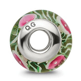 Sterling Silver 925 Kids Green Hand-Blown Glass Bead Polished Finish